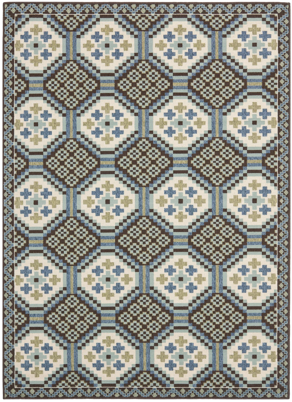 Safavieh Veranda 6'-7" x 9'-6" Rug in Blue / Chocolate