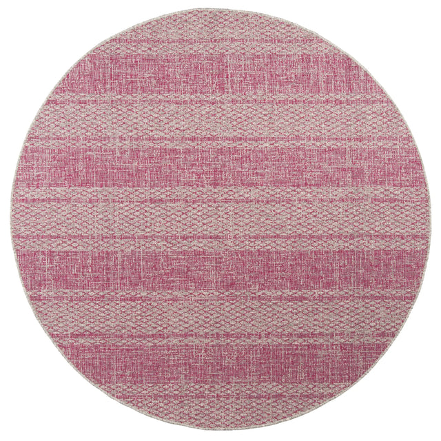 Safavieh Courtyard 6'-7" x 6'-7" Rug in Light Grey / Fuchsia