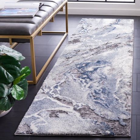 Safavieh Cyrus Shag 2'-2" x 11'-0" Rug in Ivory / Blue