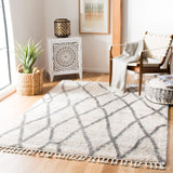 Safavieh Berber Fringe Shag 5'-3" x 7'-6" Rug in Creme / Black
