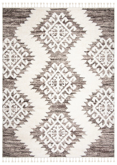Safavieh Moroccan Tassel Shag 10'-0" x 14'-0" Rug in Ivory / Brown