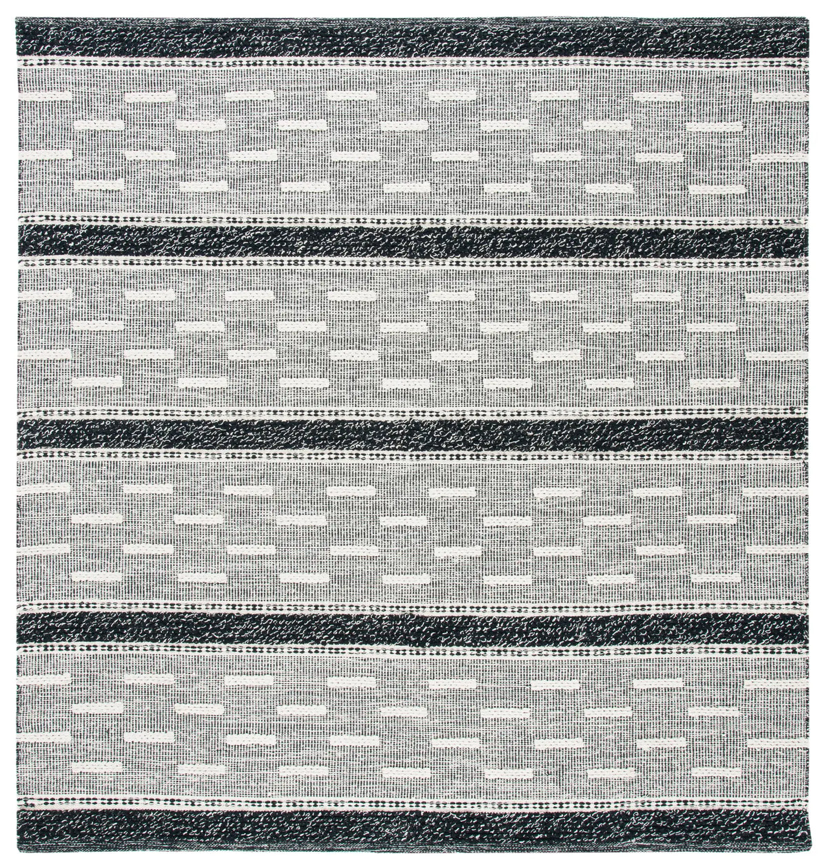 Safavieh Striped Kilim 7'-0" x 7'-0" Rug in Black / Ivory