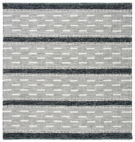 Safavieh Striped Kilim 7'-0" x 7'-0" Rug in Black / Ivory