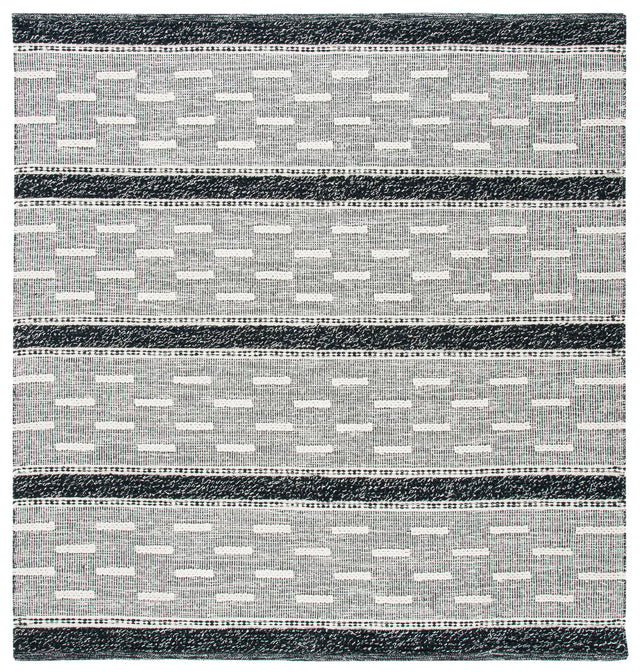 Safavieh Striped Kilim 7'-0" x 7'-0" Rug in Black / Ivory