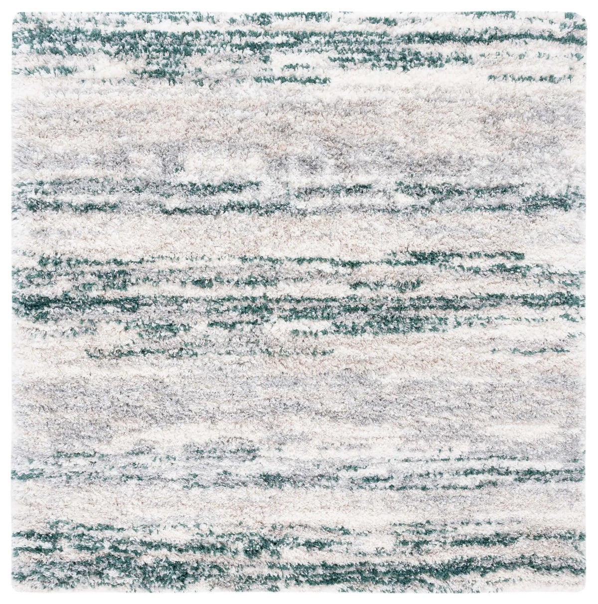 Safavieh Fontana Shag  800 6'-7" x 6'-7" Rug in Ivory / Green