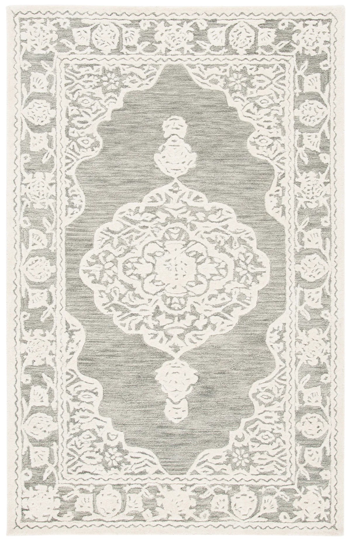 Safavieh Micro-Loop 4'-0" x 6'-0" Rug in Grey / Ivory