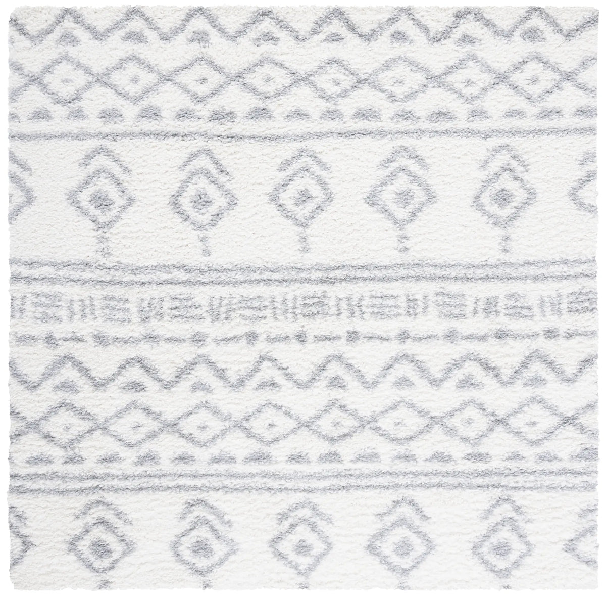 Safavieh Parma Shag 6'-7" x 6'-7" Rug in Ivory / Grey