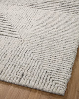 Loloi Levitt Shag Lev-02 Ivory/Grey Rug - angled corner on wood