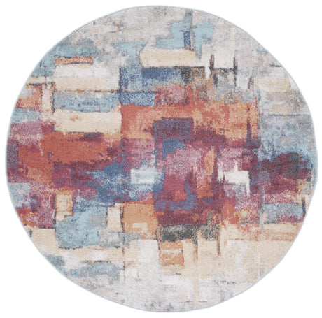 Safavieh Phoenix 500 6'-7" x 6'-7" Rug in Rust Blue / Ivory