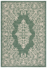 Safavieh Courtyard 4'-0" x 5'-7" Rug in Dark Green / Beige