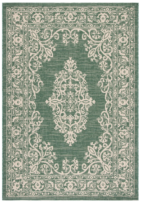 Safavieh Courtyard 4'-0" x 5'-7" Rug in Dark Green / Beige