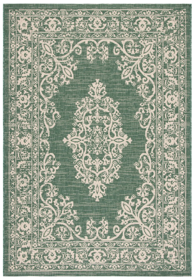 Safavieh Courtyard 4'-0" x 5'-7" Rug in Dark Green / Beige
