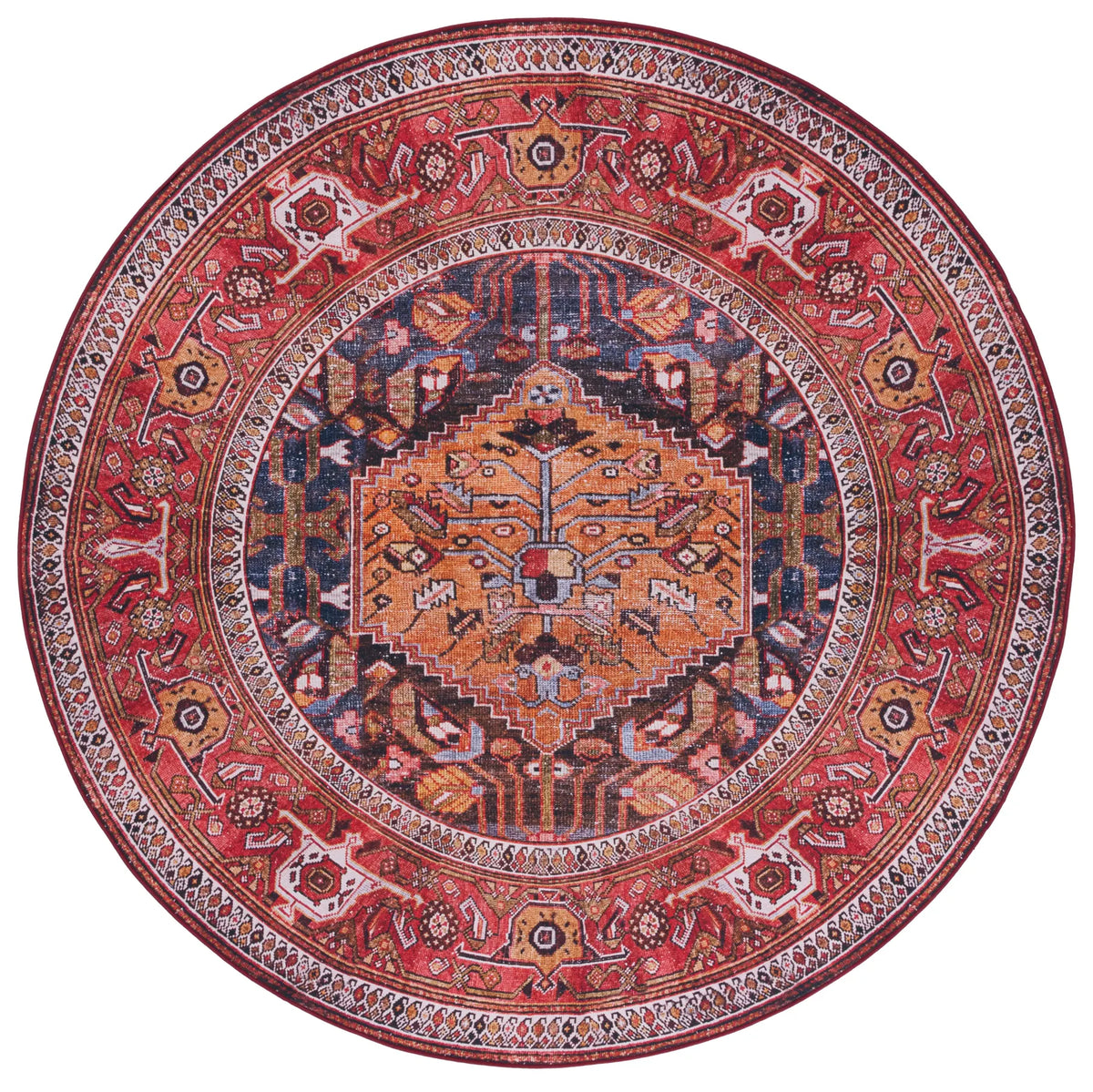 Safavieh Tucson 6'-0" x 6'-0" Rug in Navy / Rust