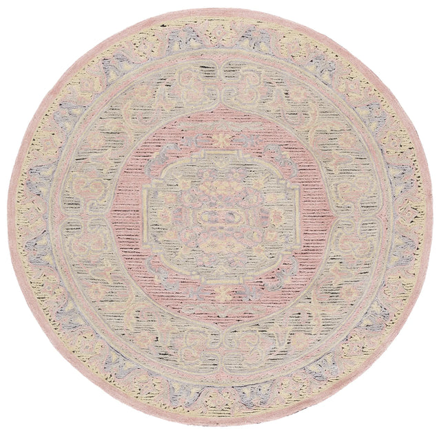 Safavieh Savonnerie 6'-0" x 6'-0" Rug in Pink / Beige