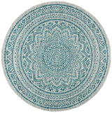 Safavieh Courtyard 5'-3" x 5'-3" Rug in Light Grey / Teal
