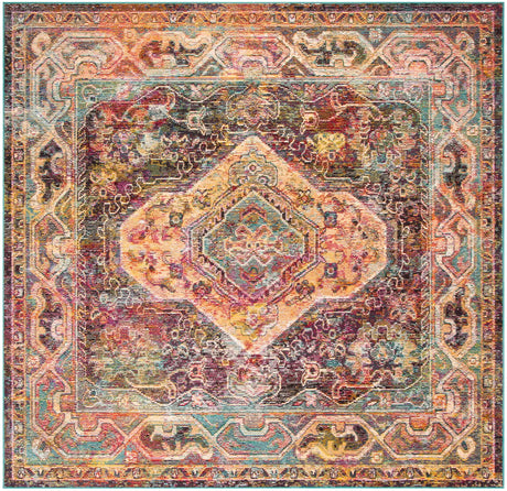 Safavieh Crystal 7'-0" x 7'-0" Rug in Teal / Rose