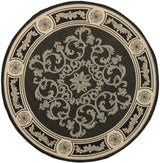 Safavieh Courtyard 5'-3" x 5'-3" Rug in Black / Sand