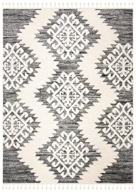 Safavieh Moroccan Tassel Shag 10'-0" x 14'-0" Rug in Ivory / Grey