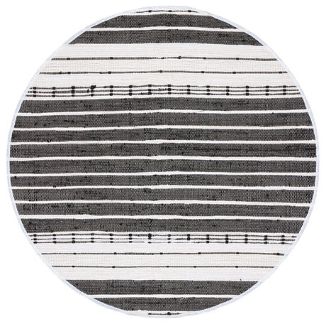 Safavieh Striped Kilim 6'-0" x 6'-0" Rug in Black / Ivory