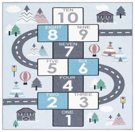 Safavieh Kids Playhouse 200 5'-0" x 5'-0" Rug in Grey / Blue