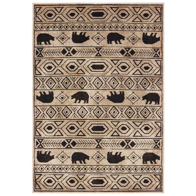Oriental Weavers Sphinx Woodlands 9651A Ivory / Black Rugs - main flat
