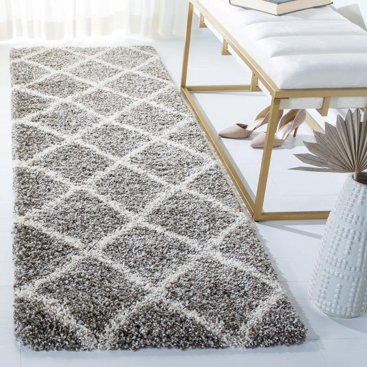 Safavieh Hudson Shag 2'-3" x 8'-0" Rug in Grey / Ivory