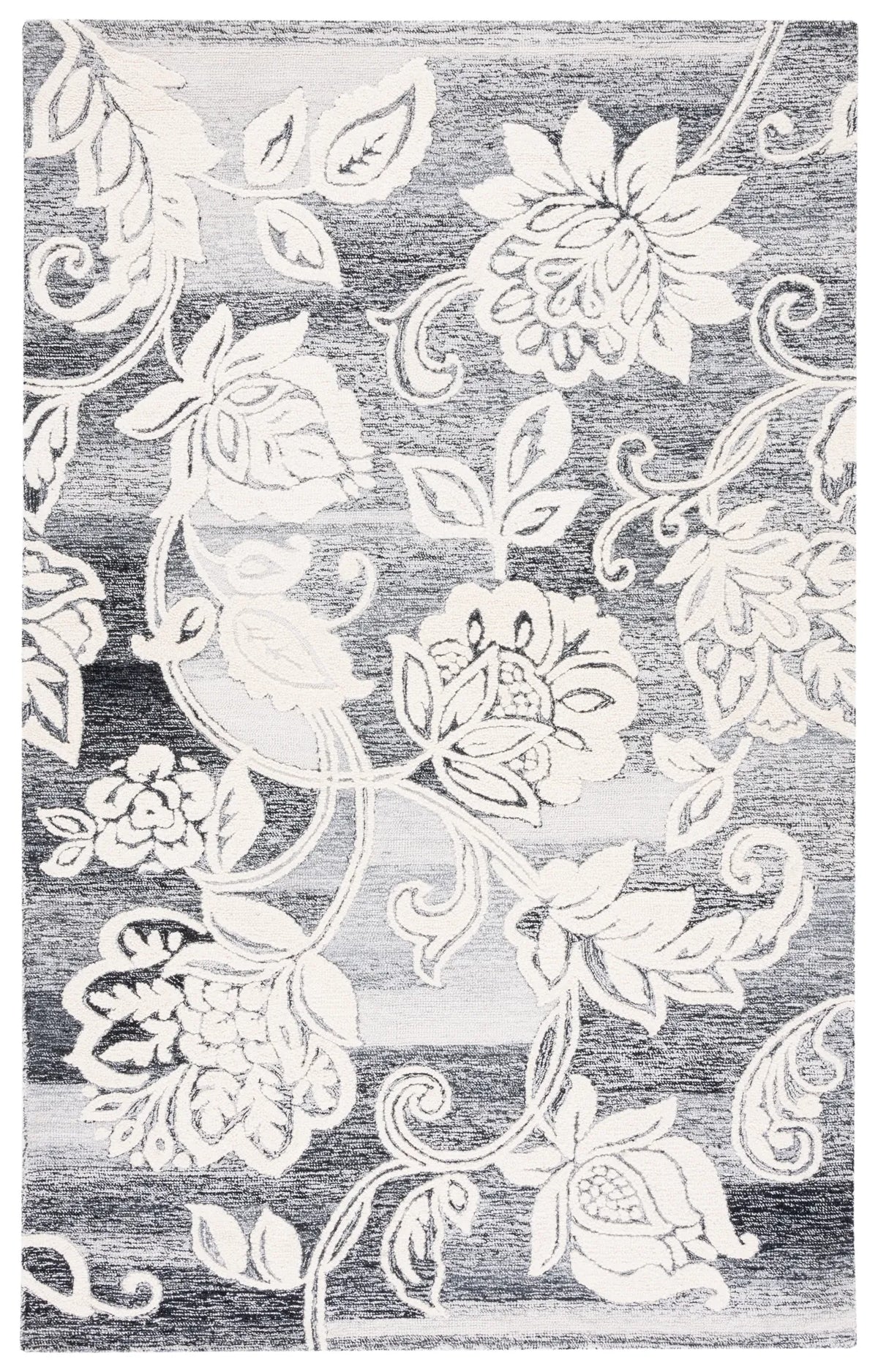 Safavieh Jardin 4'-0" x 6'-0" Rug in Black / Ivory