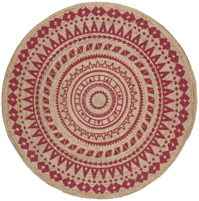 Safavieh Natural Fiber 5'-0" x 5'-0" Rug in Fuchsia / Natural