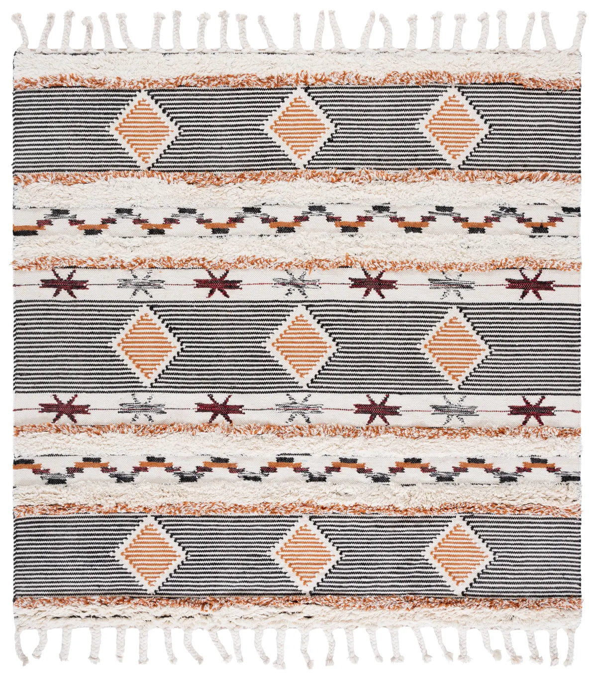 Safavieh Kenya 7'-0" x 7'-0" Rug in Ivory / Black-Orange