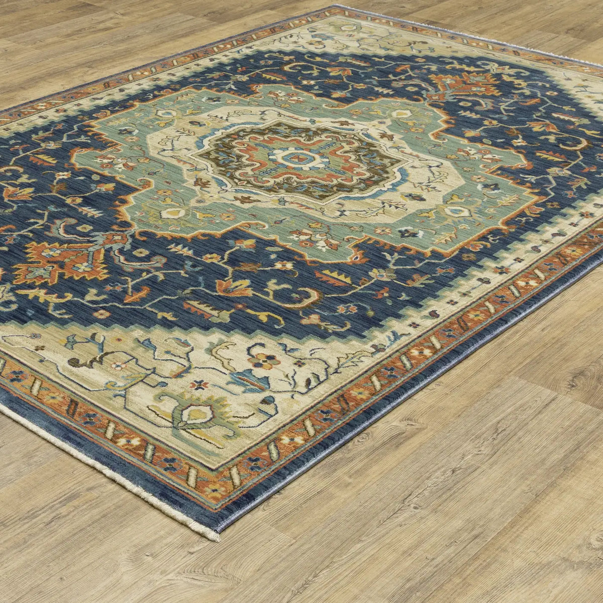 Oriental Weavers Sphinx Francesca Fr09F Blue/ Multi Rug - angle detail
