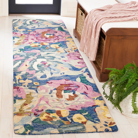 Safavieh Blossom 2'-3" x 8'-0" Rug in Light Blue / Plum