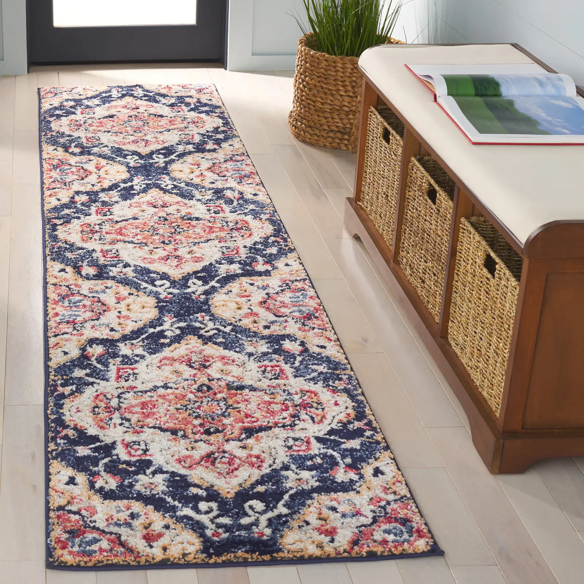 Safavieh Luna 2'-2" x 9'-0" Rug in Navy / Beige Rust