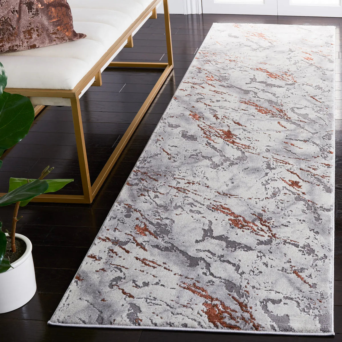 Safavieh Craft 2'-3" x 8'-0" Rug in Grey / Orange