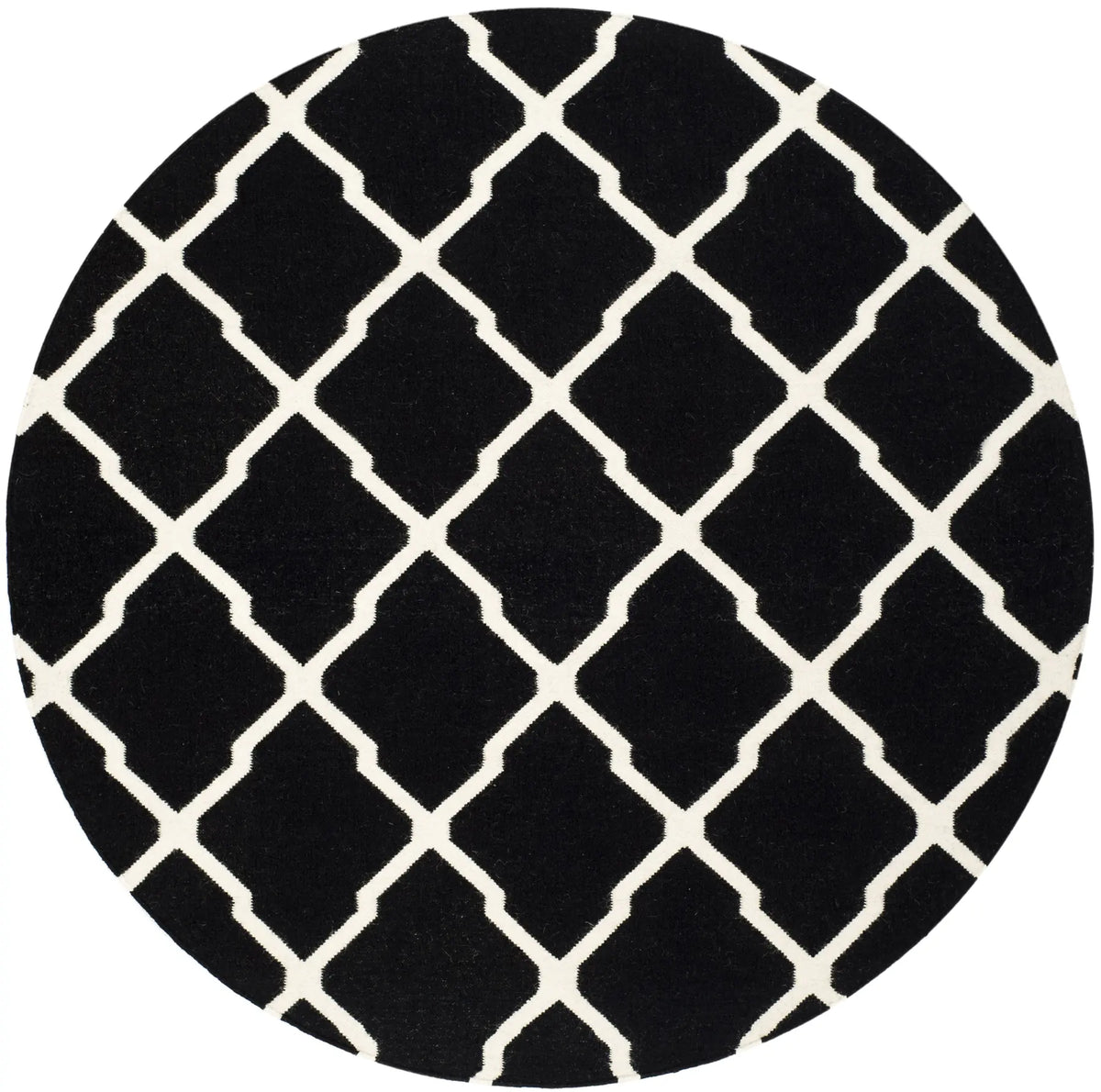 Safavieh Dhurries 6'-0" x 6'-0" Rug in Black / Ivory