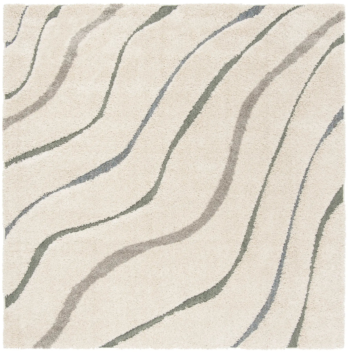 Safavieh Florida Shag 6'-7" x 6'-7" Rug in Cream / Light Blue