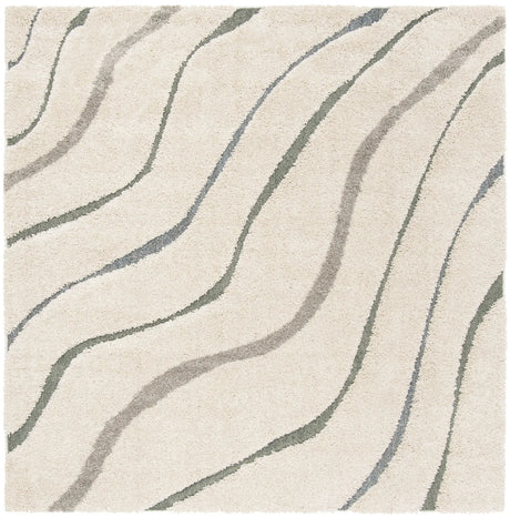 Safavieh Florida Shag 6'-7" x 6'-7" Rug in Cream / Light Blue