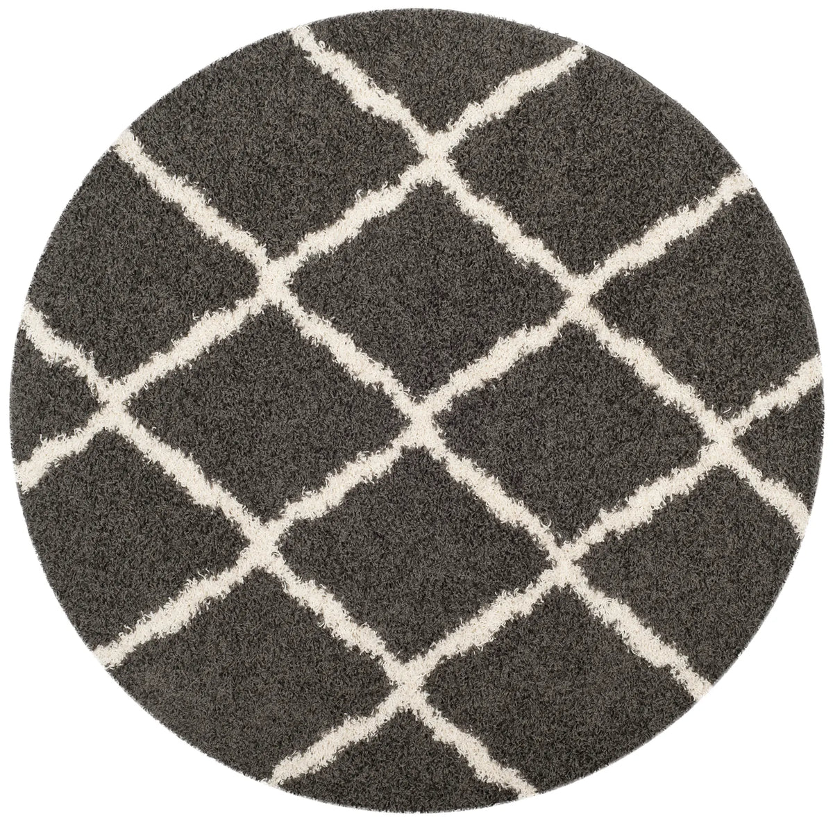 Safavieh Sgd-Dallas Shag 6'-0" x 6'-0" Rug in Dark Grey / Ivory