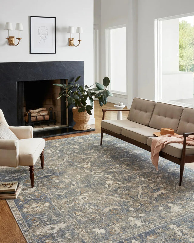 Chris Loves Julia x Loloi Rosemarie ROE-03 Sand / Lagoon Rug - room scene 1