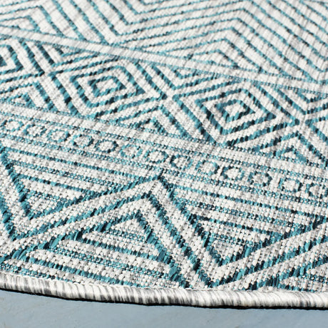 Safavieh Courtyard 6'-7" x 6'-7" Rug in Grey / Teal