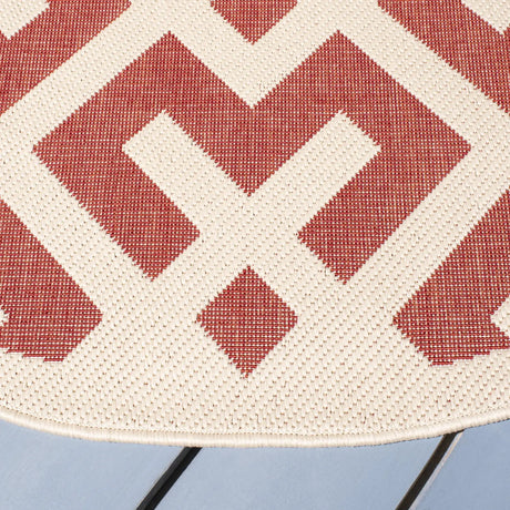 Safavieh Courtyard 5'-3" x 5'-3" Rug in Red / Bone