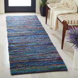 Safavieh Rag Rug 2'-3" x 8'-0" Rug in Turquoise / Black