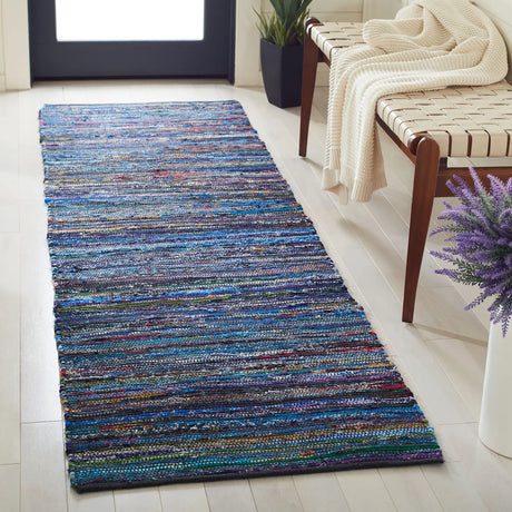 Safavieh Rag Rug 2'-3" x 8'-0" Rug in Turquoise / Black