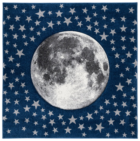 Safavieh Carousel Kids 100 5'-3" x 5'-3" Rug in Navy / Grey