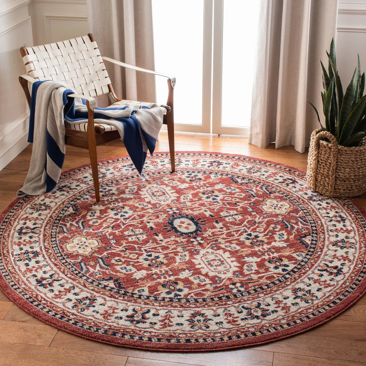 Safavieh Charleston 6'-7" x 6'-7" Rug in Red / Ivory
