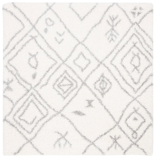 Safavieh Fontana Shag  800 6'-7" x 6'-7" Rug in Cream / Grey