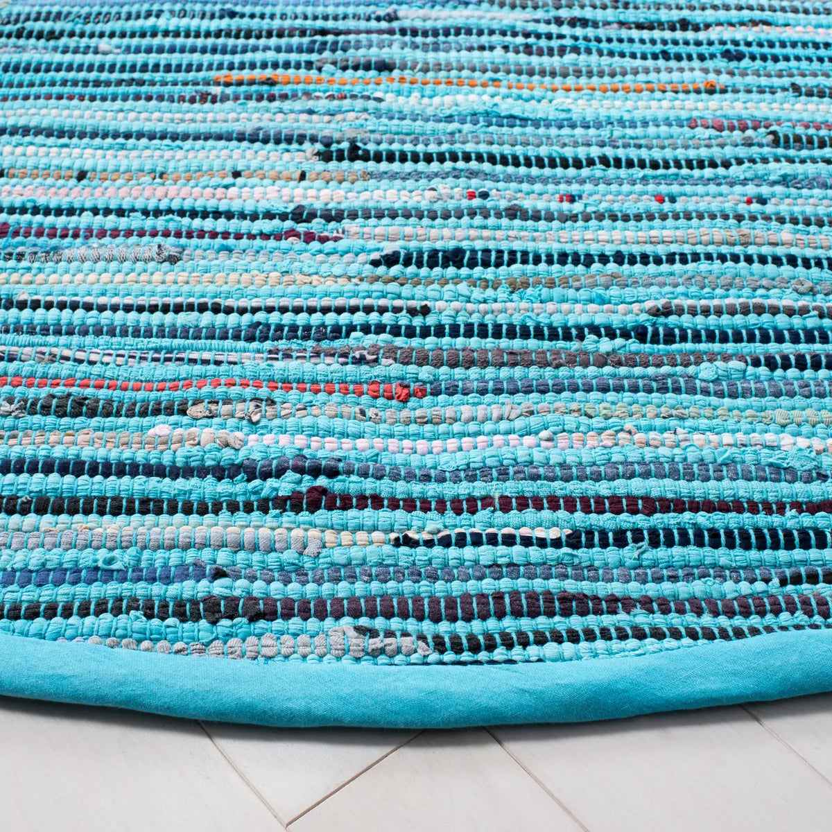 Safavieh Rag Rug 6'-0" x 6'-0" Rug in Turquoise / Multi