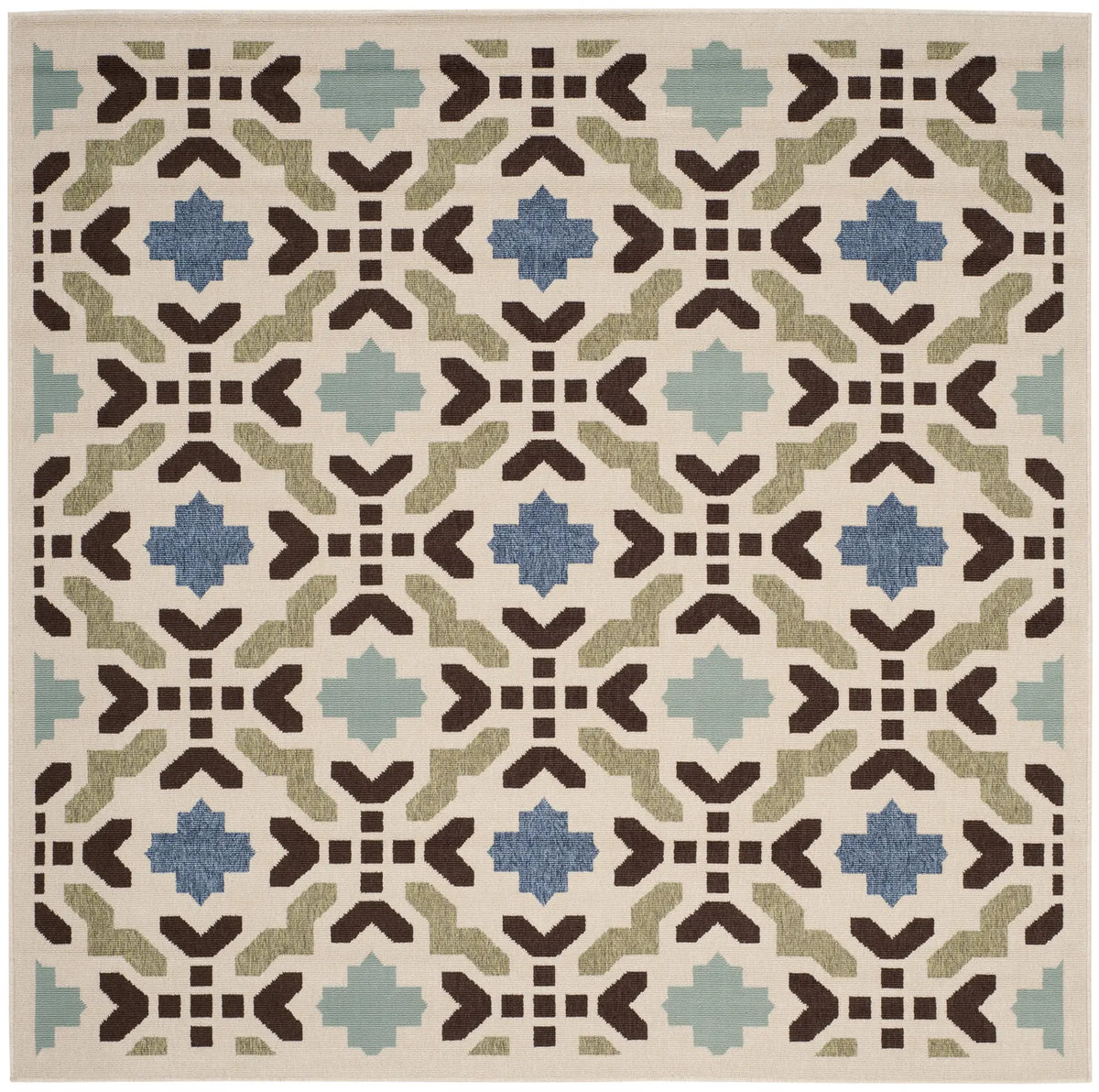 Safavieh Veranda 6'-7" x 6'-7" Rug in Cream / Aqua