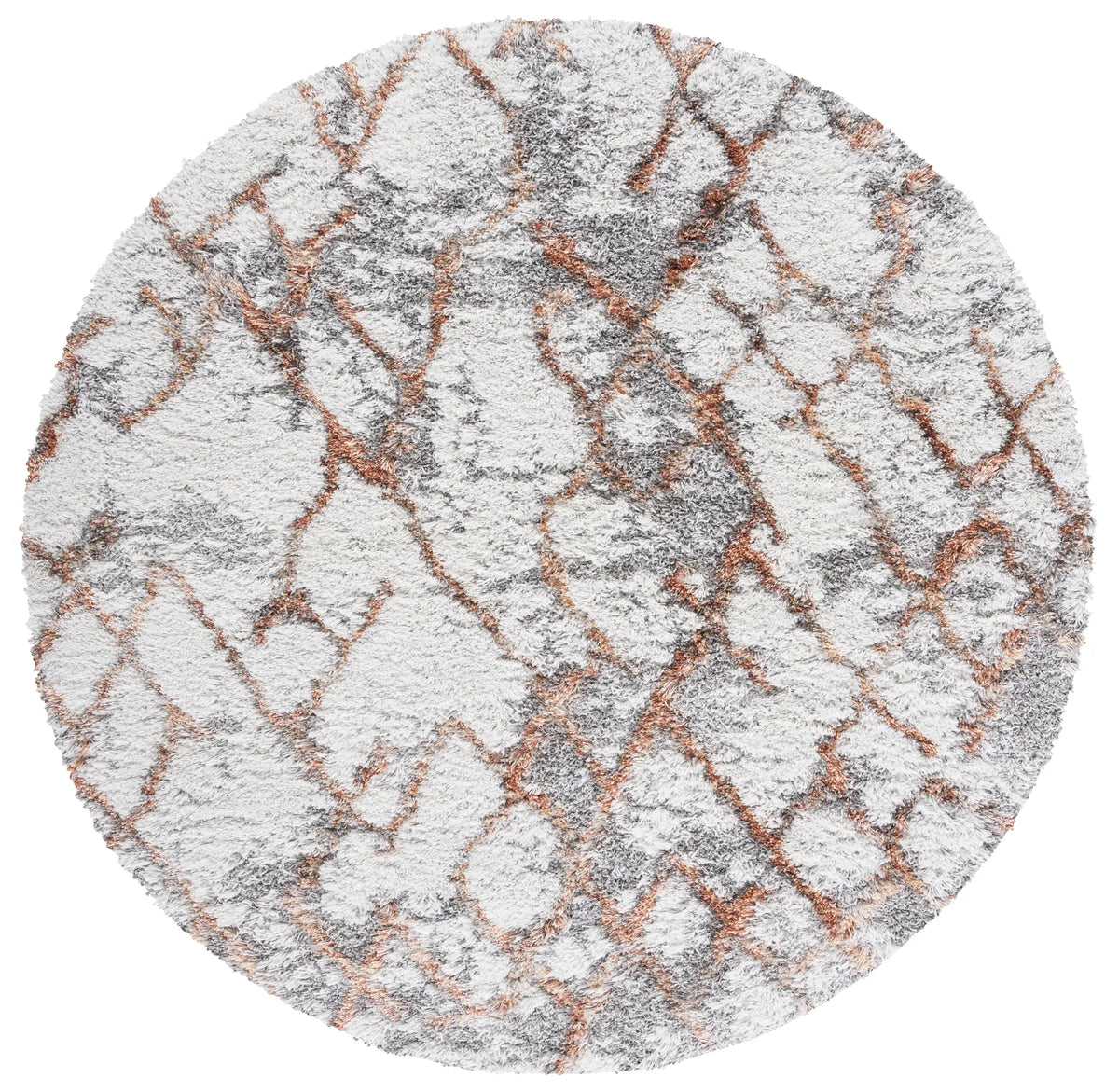 Safavieh Horizon Shag 800 6'-7" x 6'-7" Rug in Ivory / Rust
