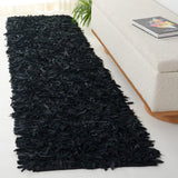 Safavieh Leather Shag 2'-3" x 9'-0" Rug in Black
