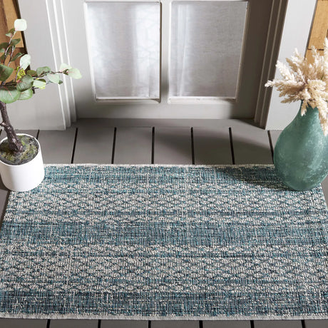 Safavieh Courtyard 2'-0" x 3'-7" Rug in Light Grey / Teal